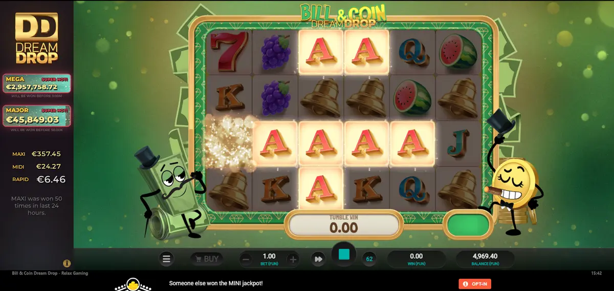 Bill & Coin Dream Drop Slot Background Image