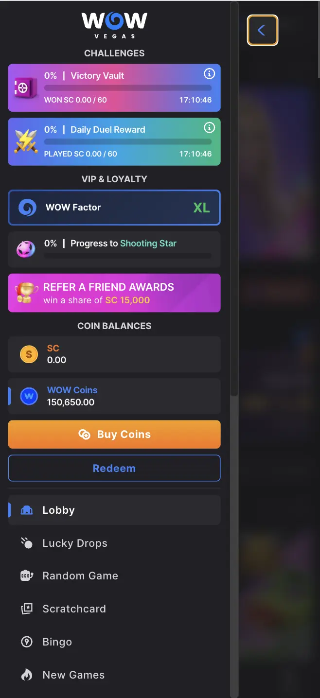 Wow Vegas Challenges Background Image