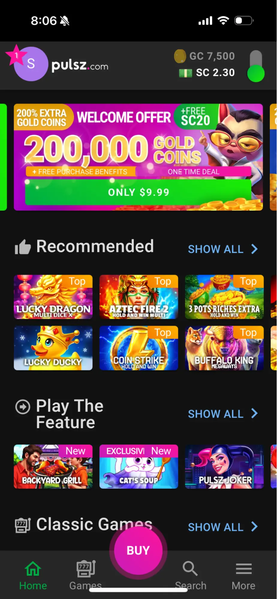 Pulsz Casino Mobile Background Image