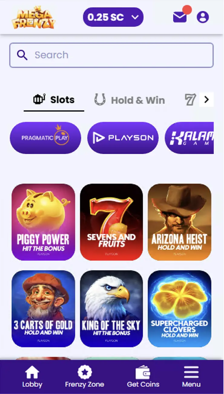 MegaFrenzy Mobile Slots Background Image