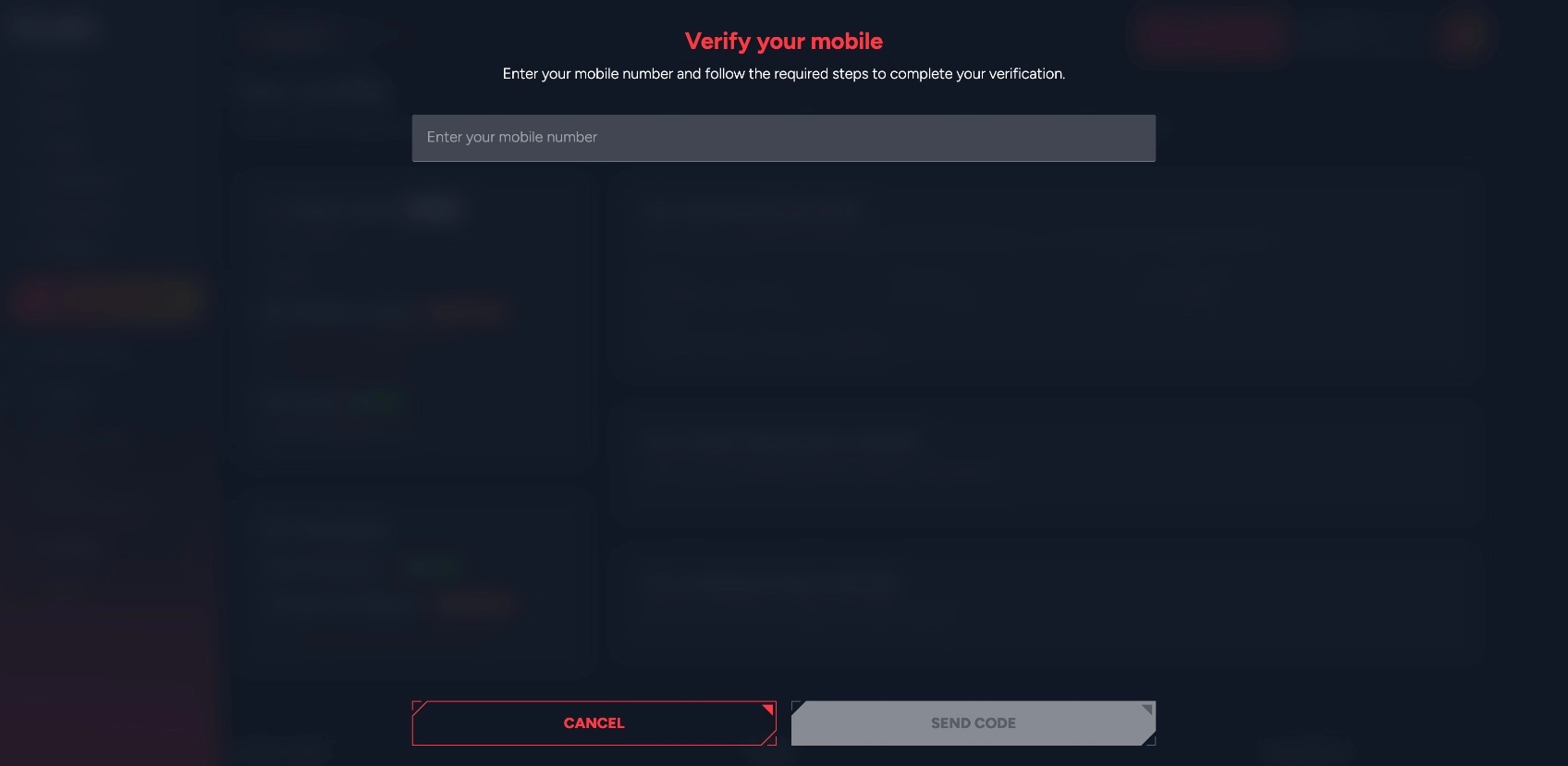 Kickr Casino Verify Mobile Background Image