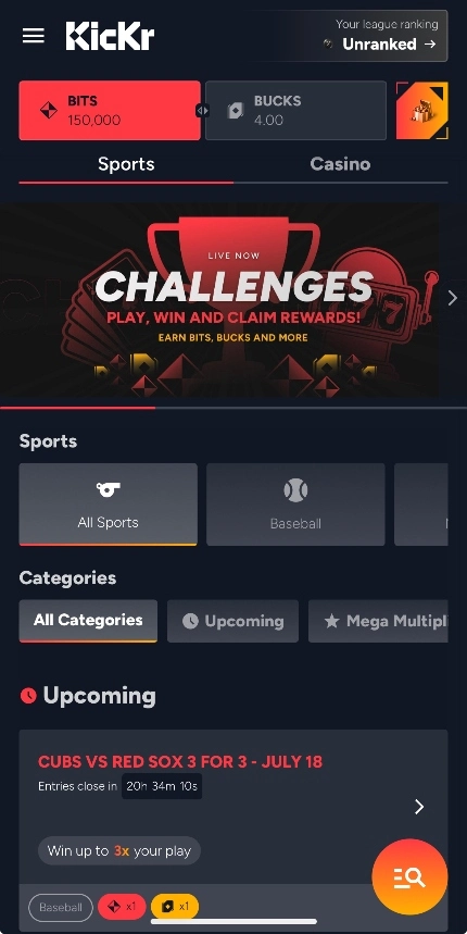 Kickr Casino Mobile Background Image