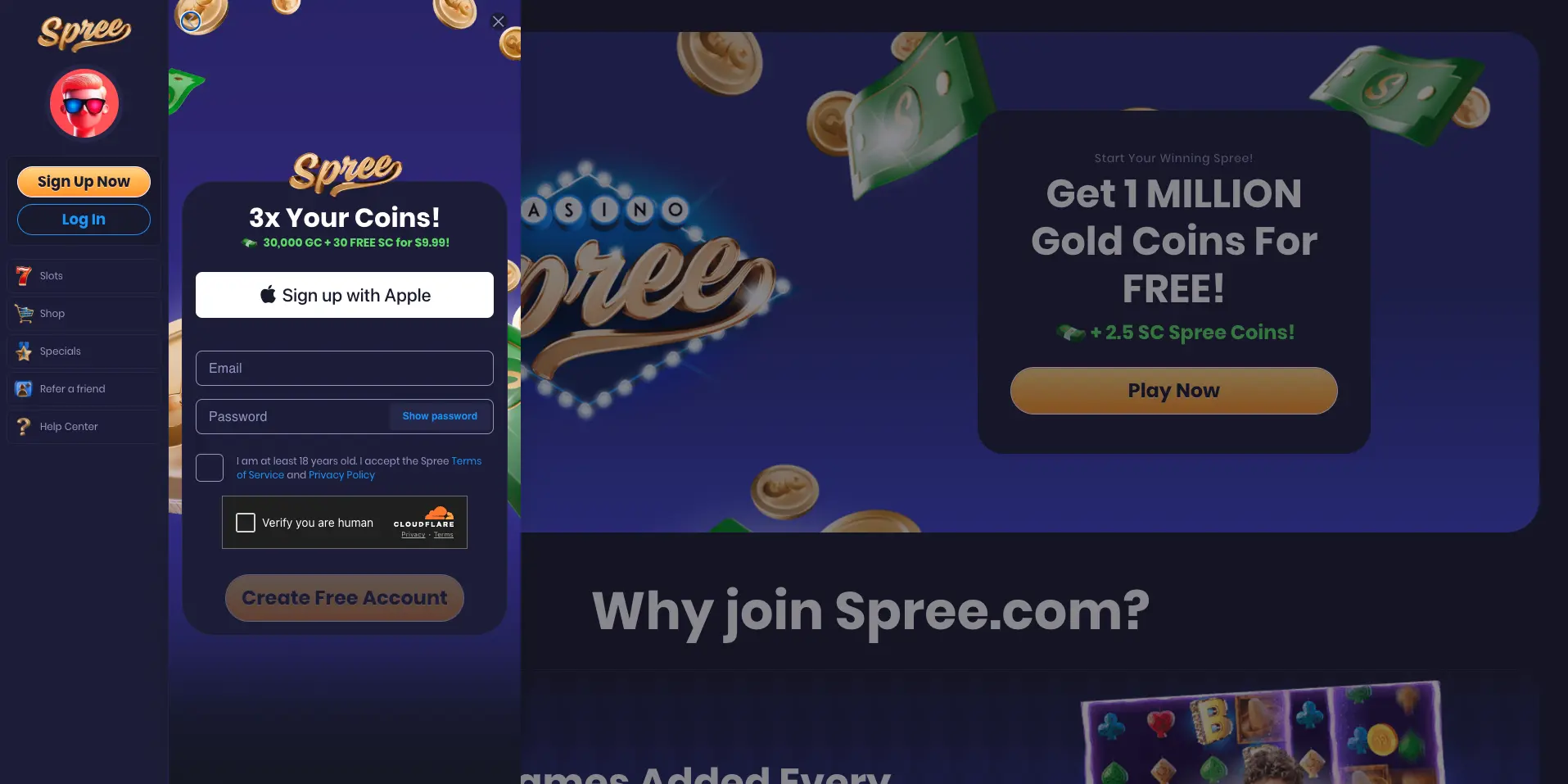 Spree Casino Sign Up Background Image