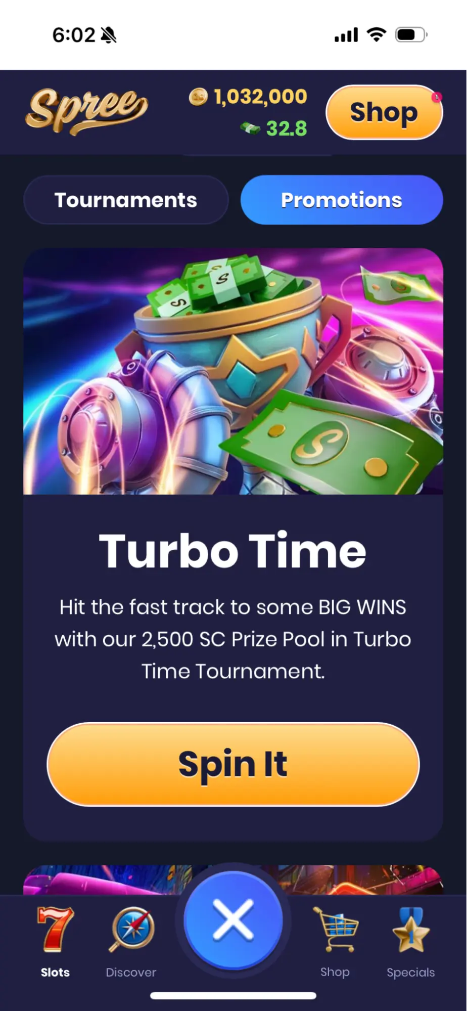 Spree Casino Turbo Time Background Image