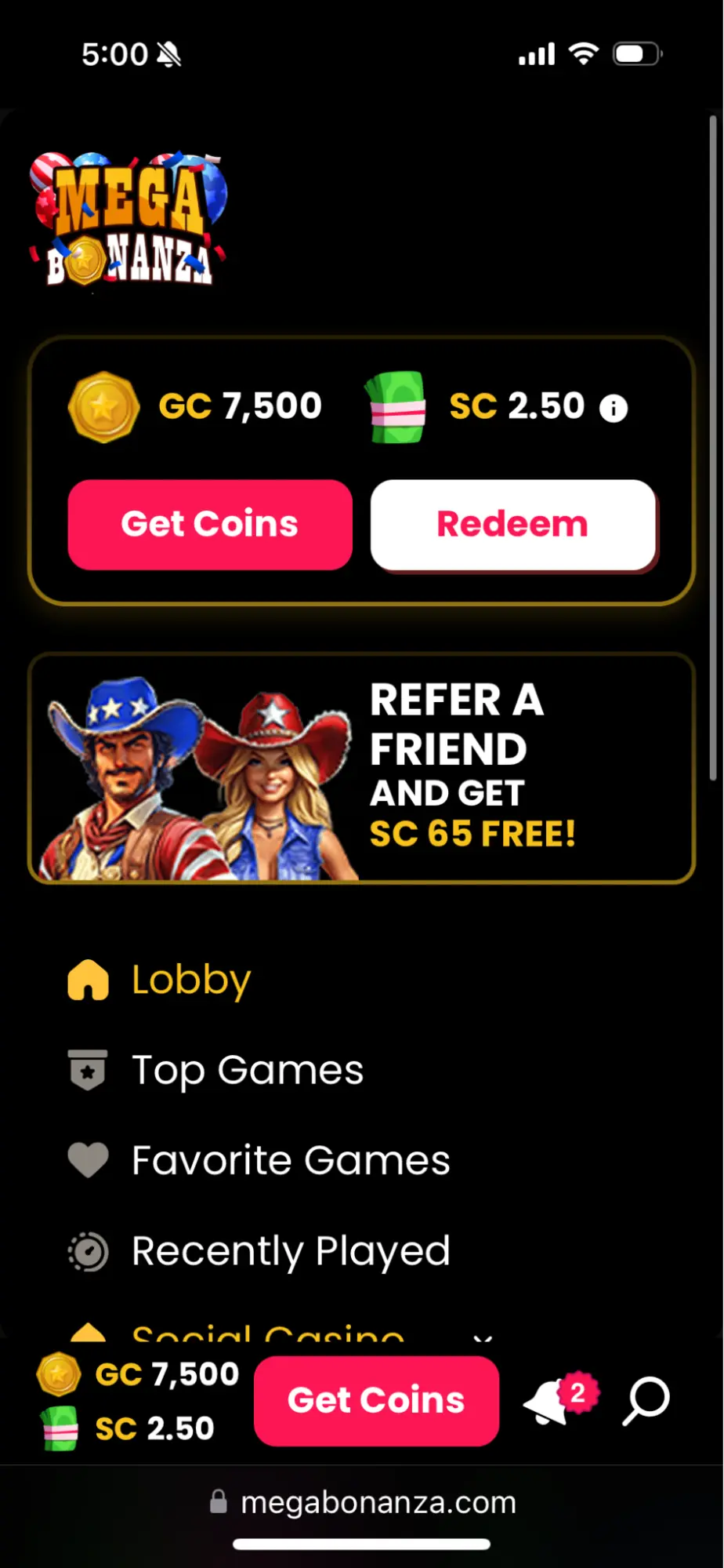 Mega Bonanza Lobby Background Image
