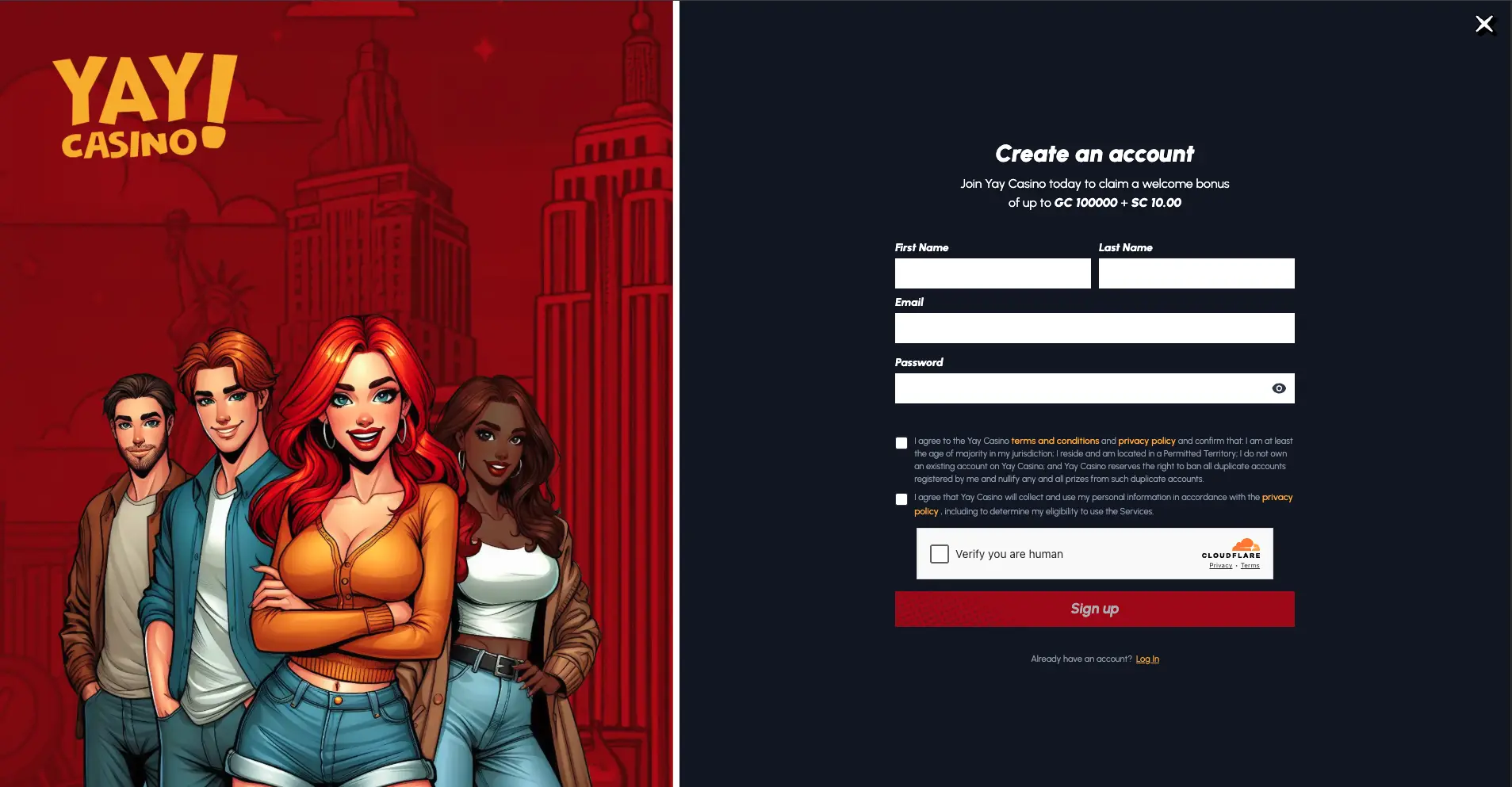 Yay Casino Account Background Image