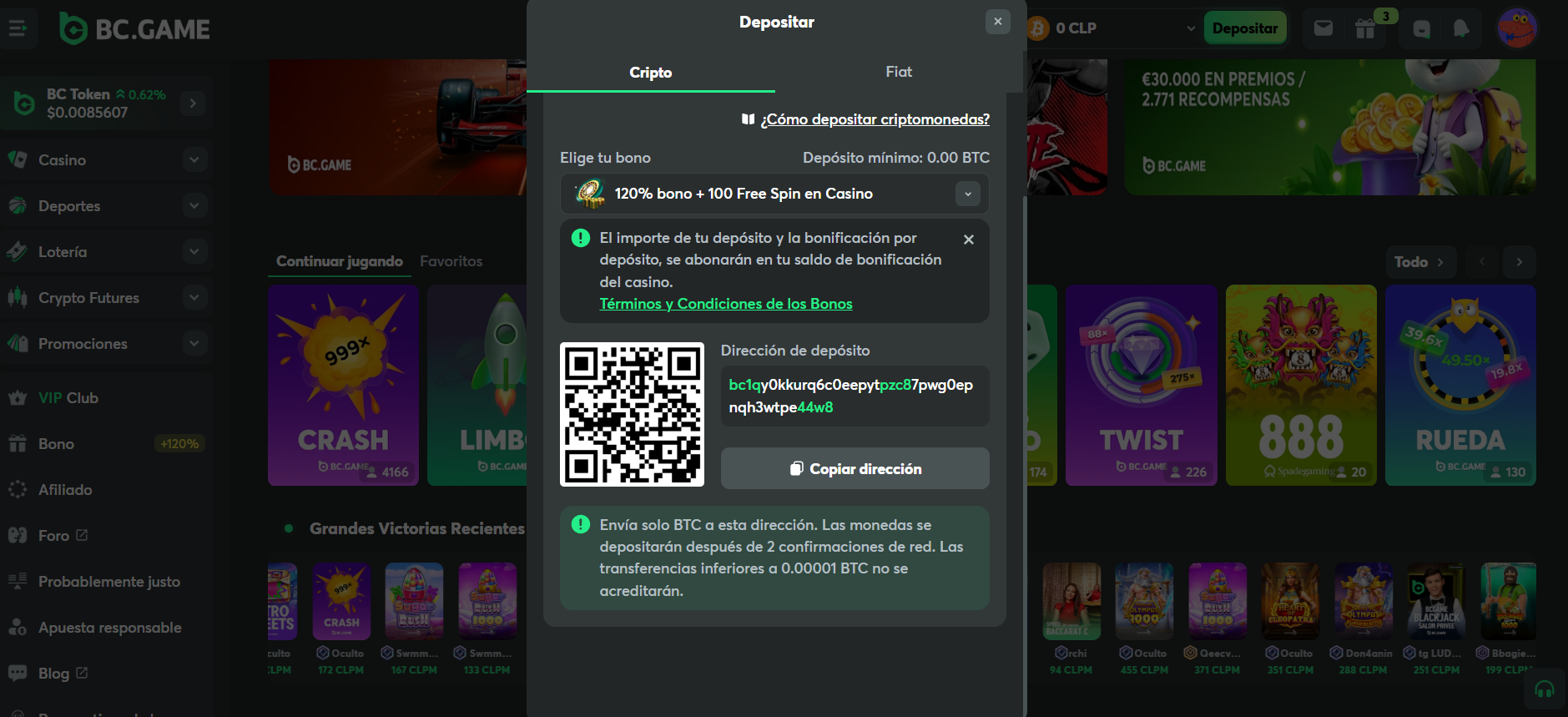 Depositar Cripto En Un Casino: Segundo Paso Background Image