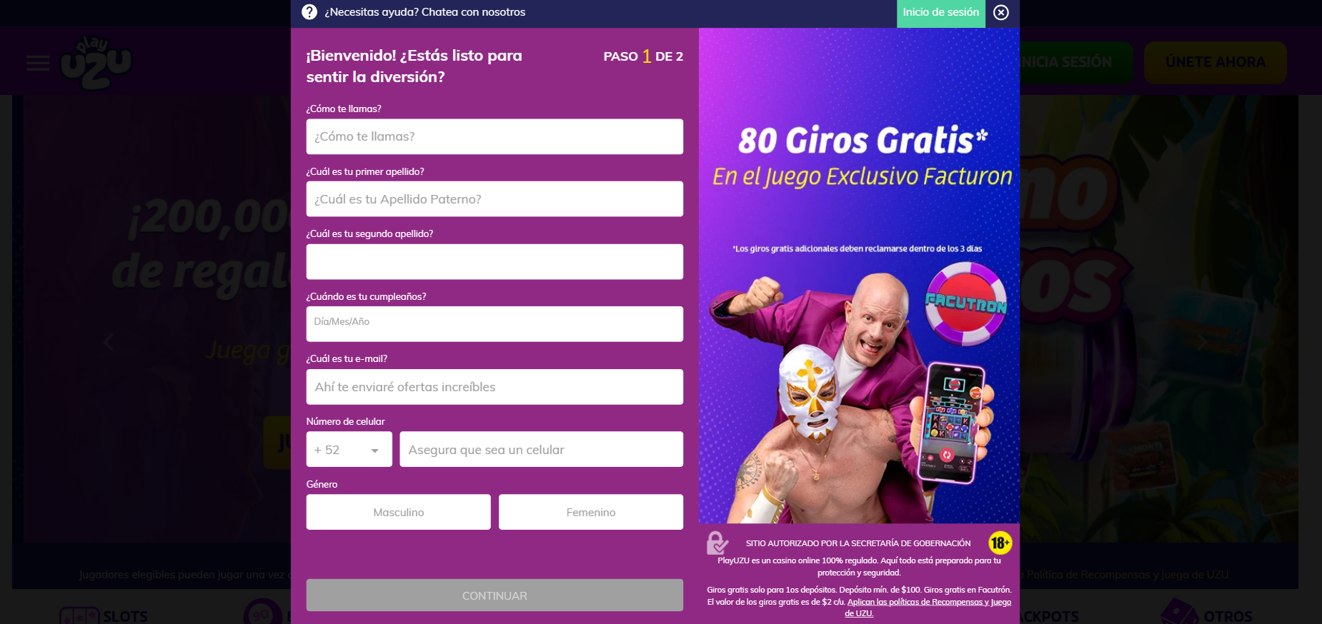 Primer Paso Del Registro Background Image