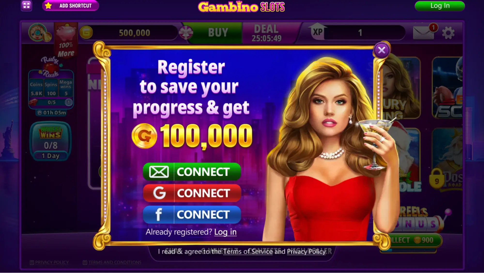 Gambino Slots Register Background Image