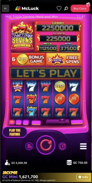 McLuck Casino Hot Triple Sevens Hold And Win Background Image