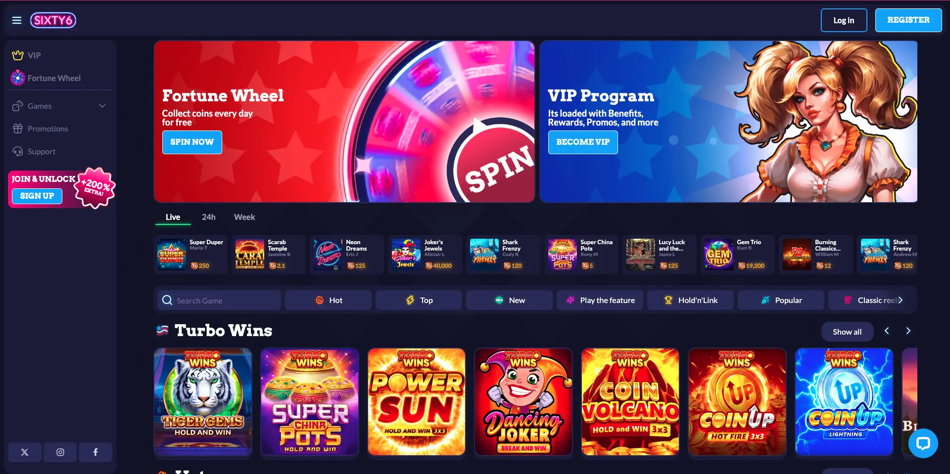 Sixty6 Live Casino Games Background Image