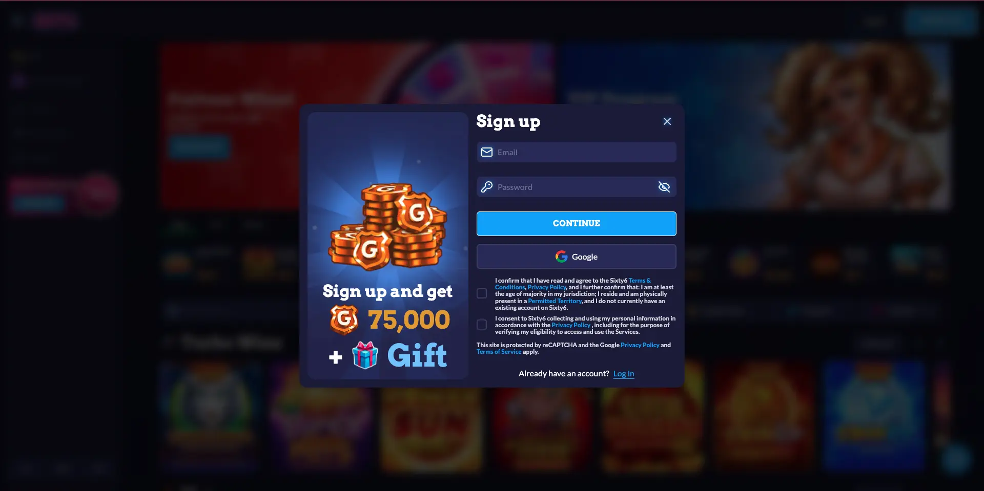 Sixty6 Sign Up Background Image