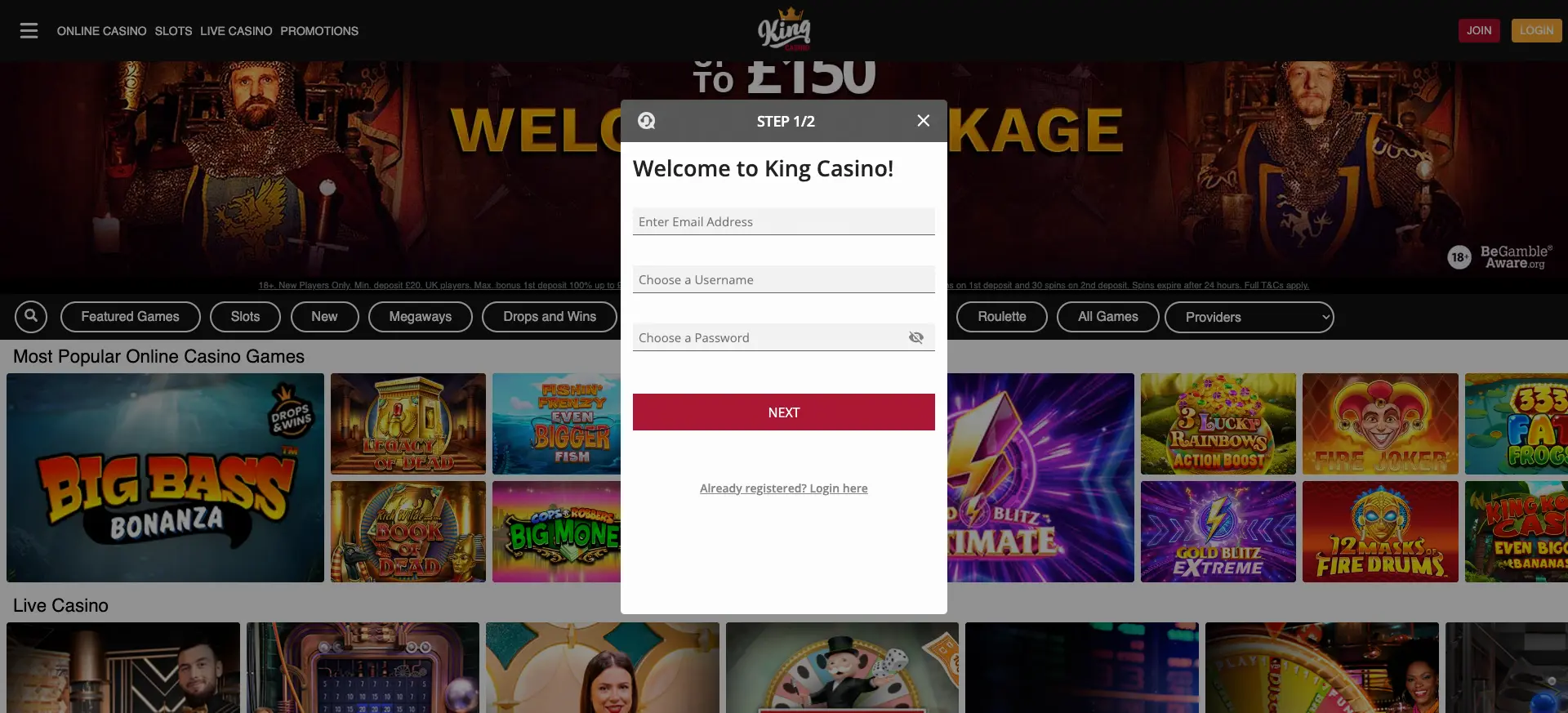 Welcome To King Casino Background Image