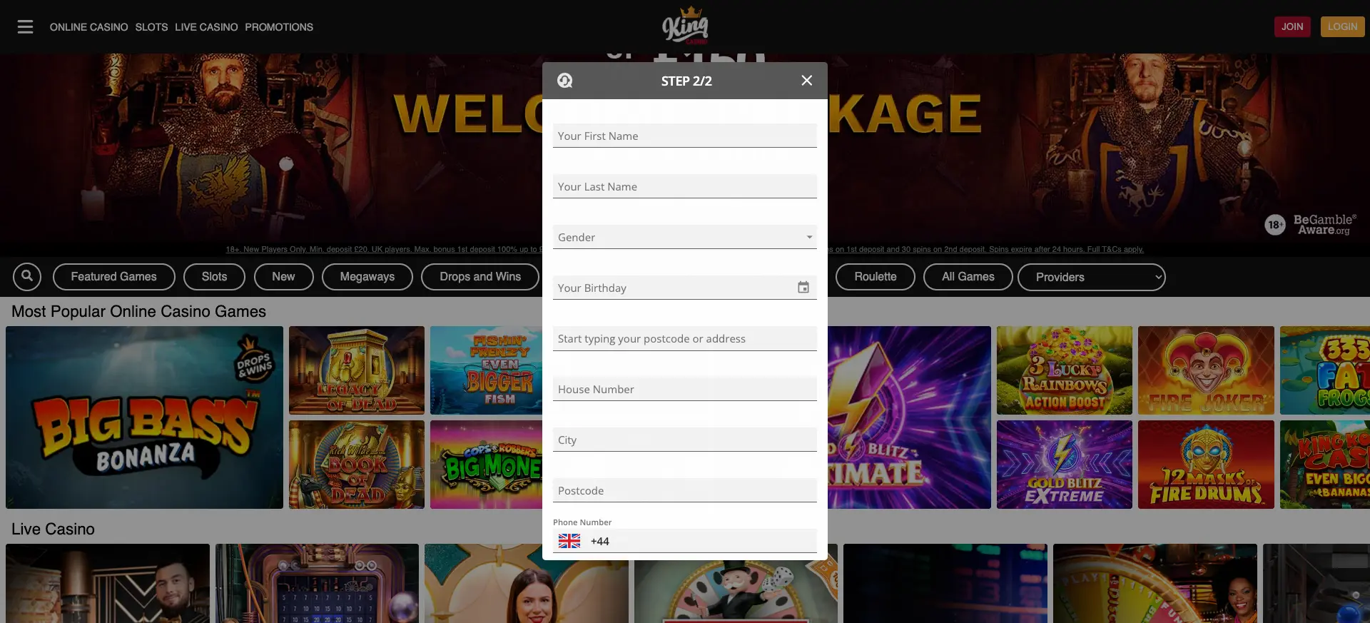 King Casino Registration Process Background Image