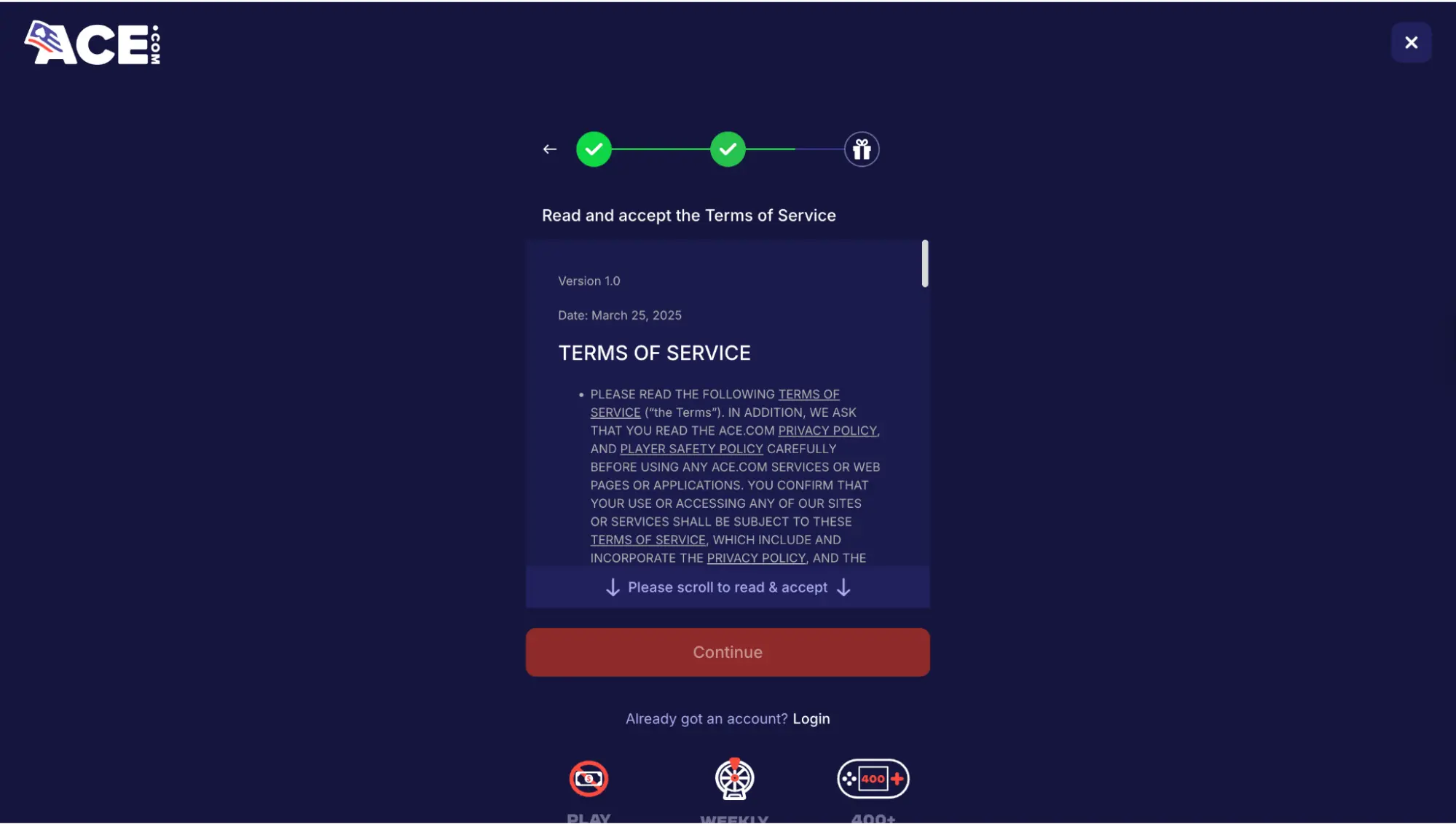 Ace Casino Terms Of Service Background Image