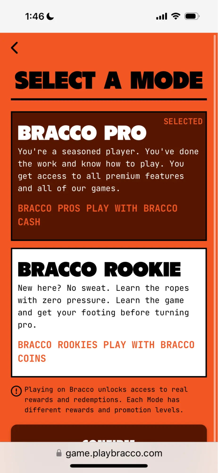 Bracco Casino Select A Mode Background Image
