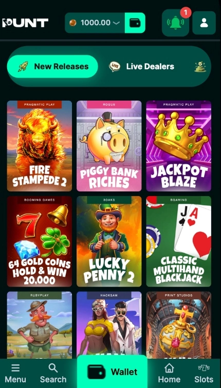 Punt Casino New Games Releases Background Image