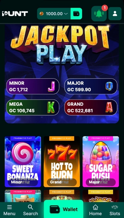 Punt Mobie Casino Wallet Background Image