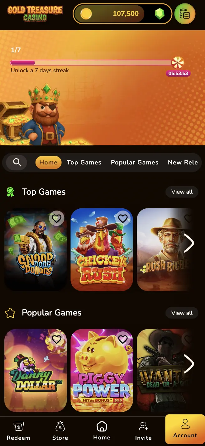 Gold Treasure Casino Background Image