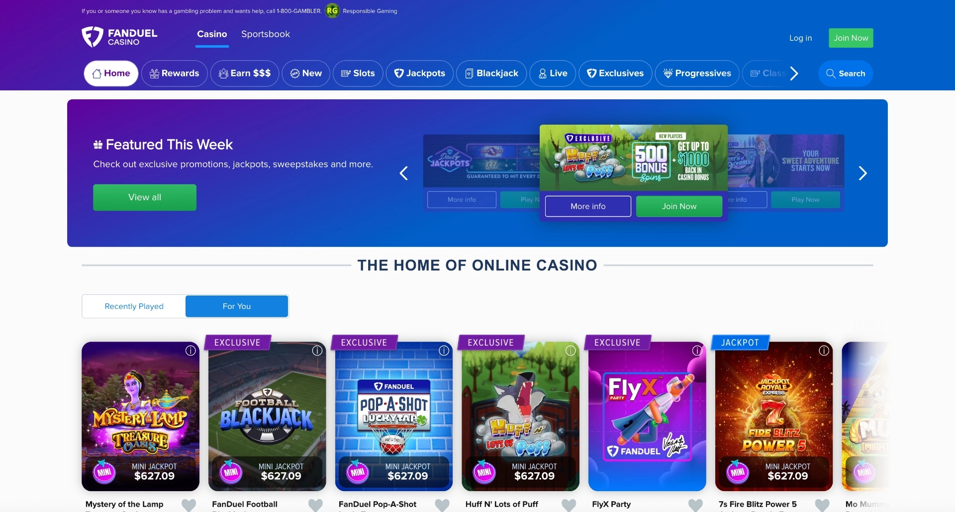 FanDuel Casino Games Background Image