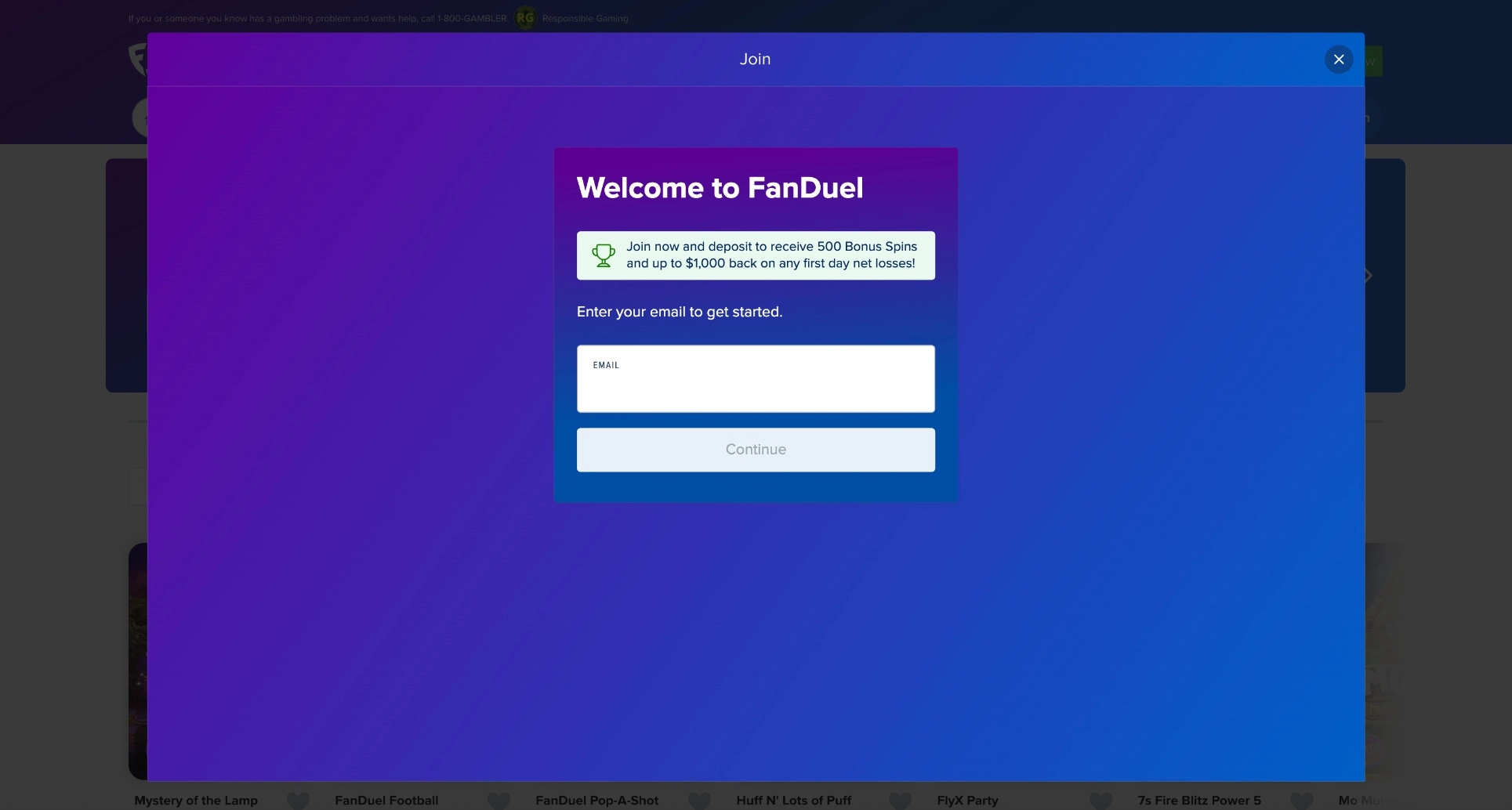 Welcome To FanDuel Casino Background Image