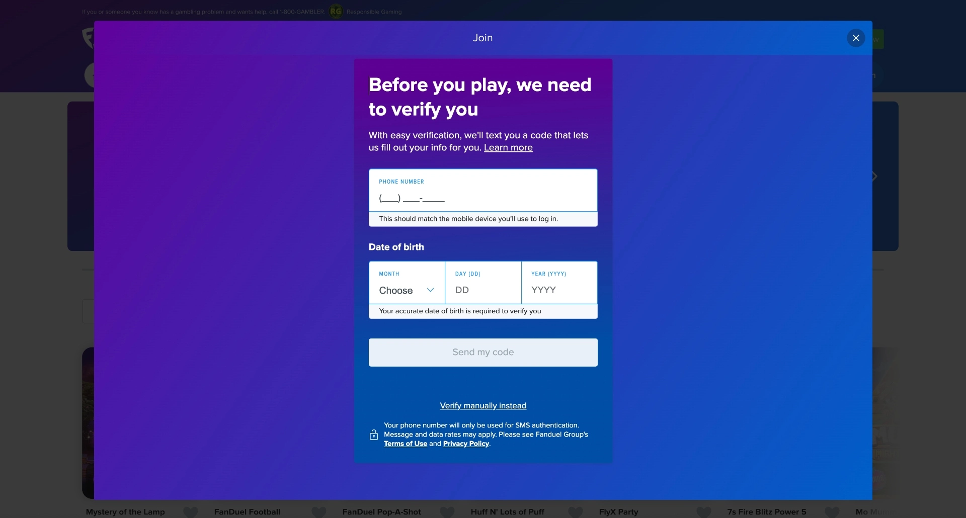 FanDuel Casino Verification Background Image