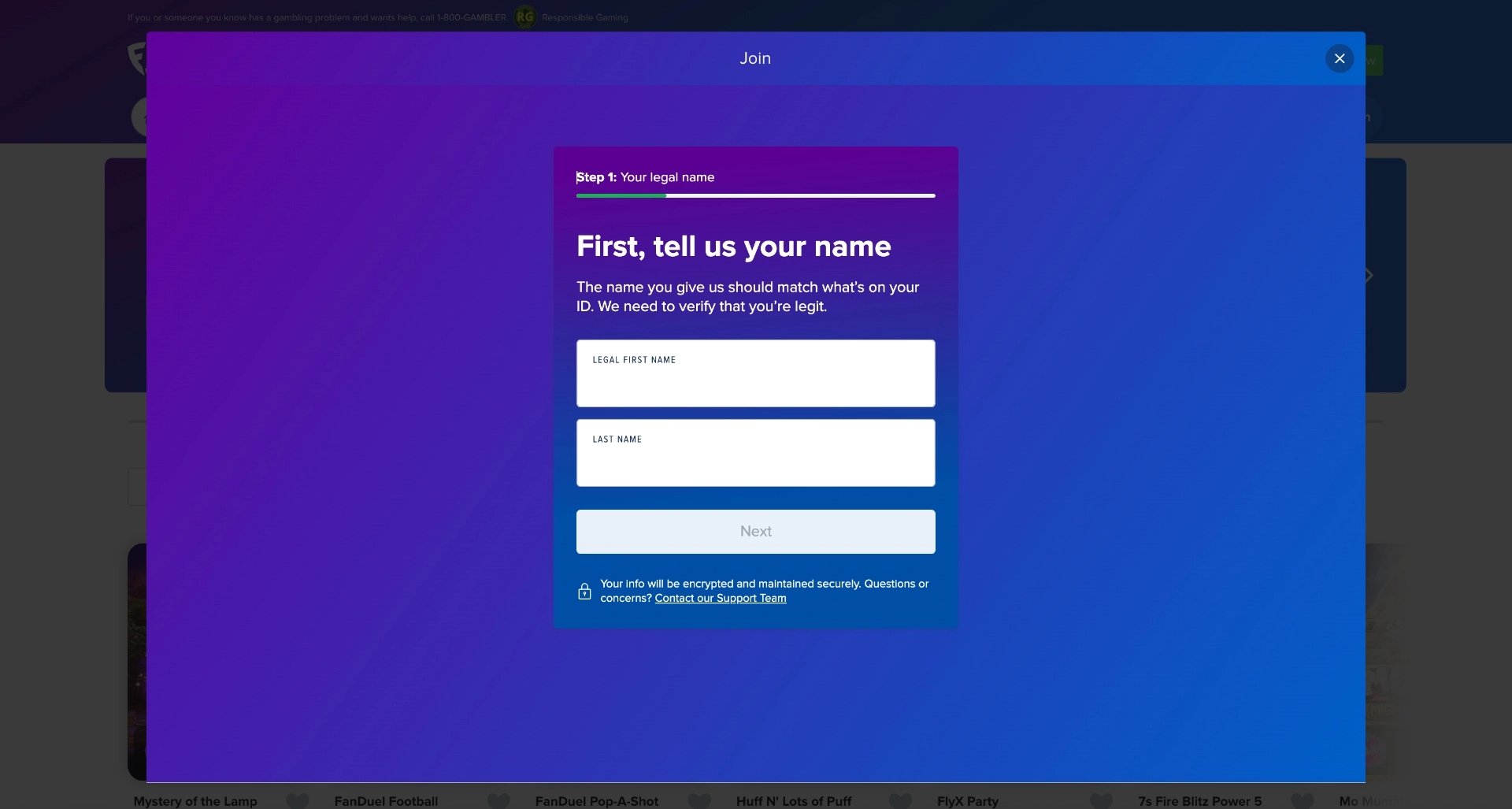 FanDuel Casino Sign Up Steps Background Image