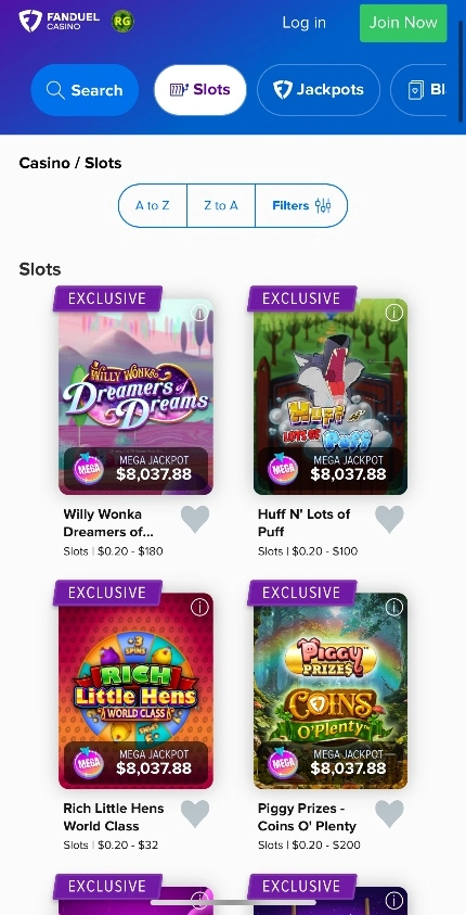 FanDuel Mobile Casino Exclusive Games Background Image