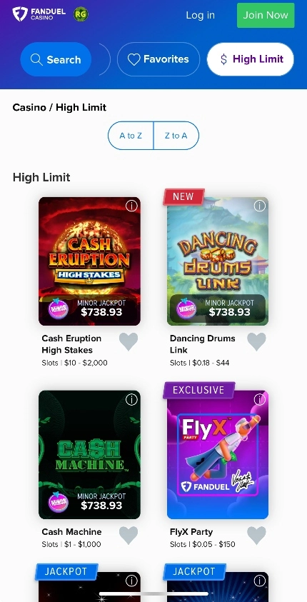 FanDuel Mobile Casino High Limit Background Image