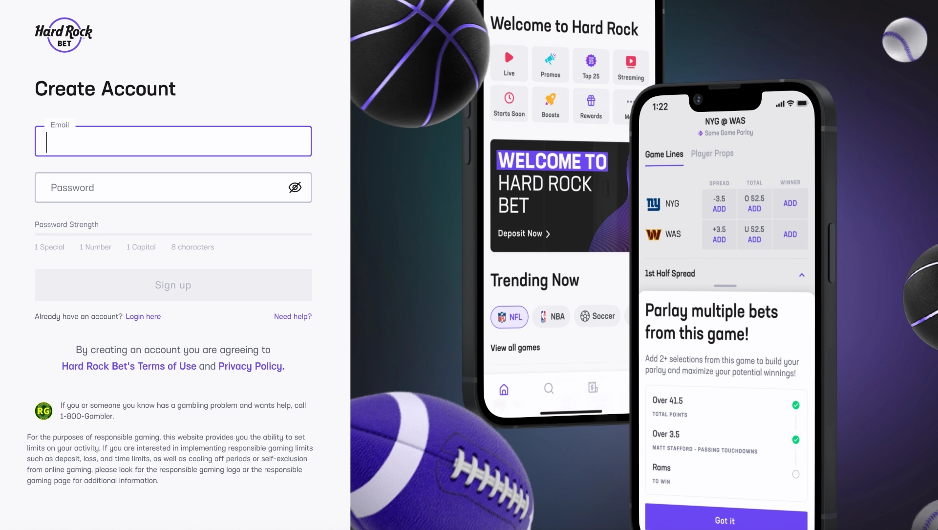 Hard Rock Bet Casino Create Account Background Image