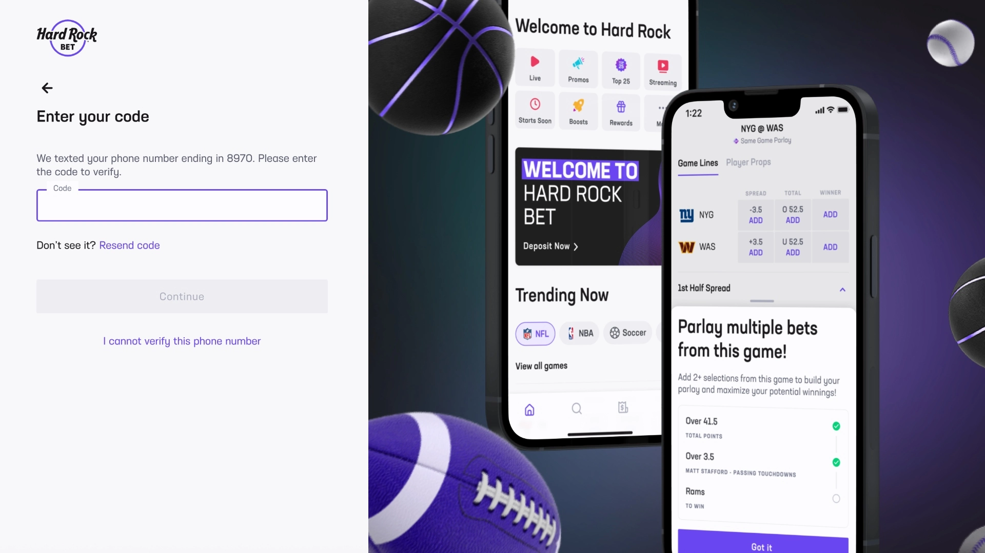 Hard Rock Bet Casino Enter Your Code Background Image