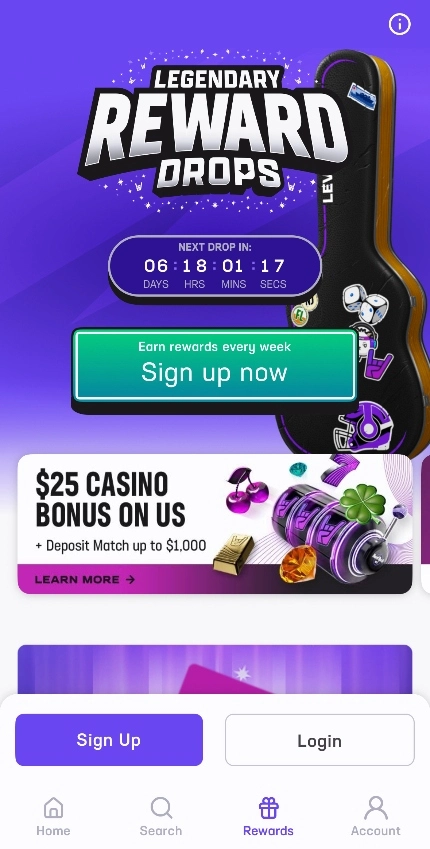 Hard Rock Bet Casino Mobile Legendary Rewards Drops Background Image