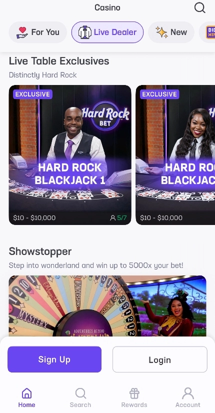 Hard Rock Bet Casino Live Table Exclusives Background Image