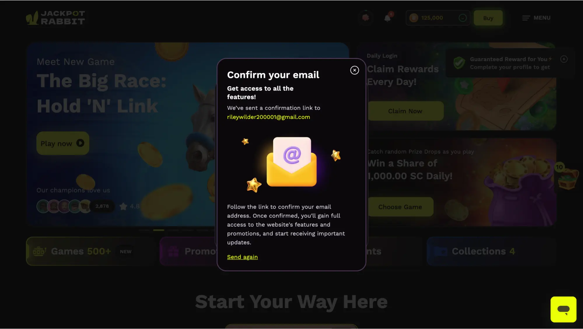 JackpotRabbit Confirm Your Email Background Image