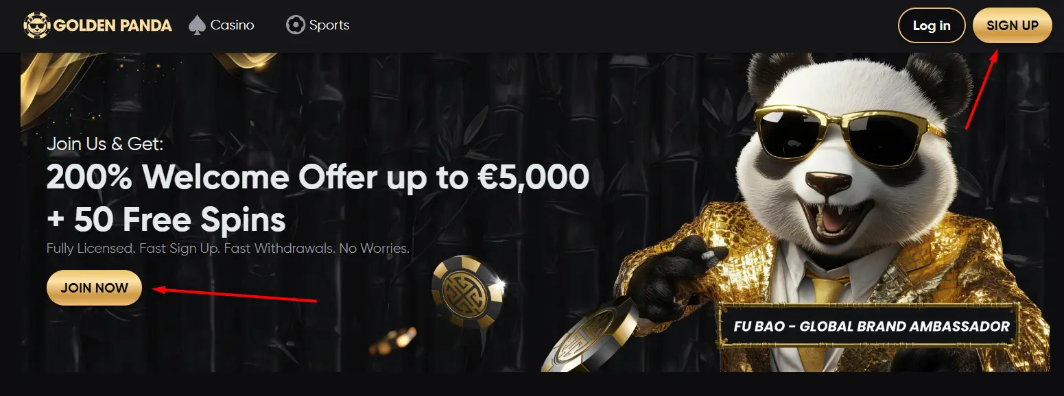 Golden Panda Welcome Offer Background Image
