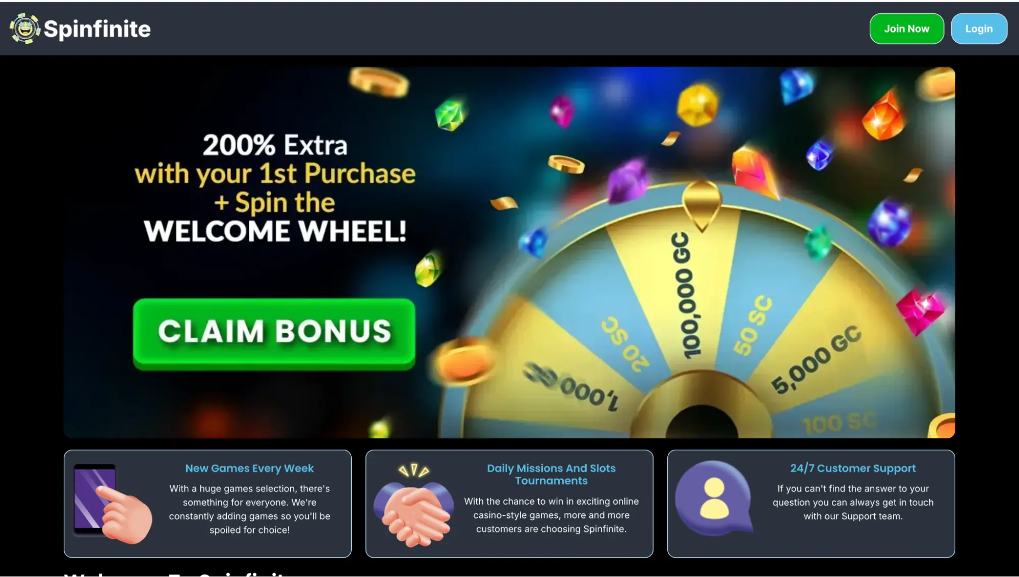 Spinfinite Welcome Bonus Background Image