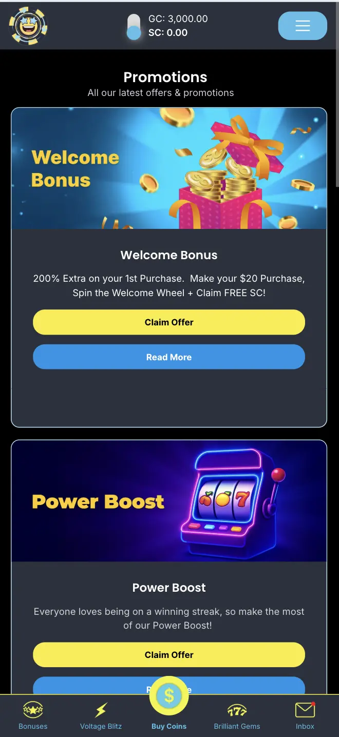 Spinfinite Mobile Casino Promotions Background Image