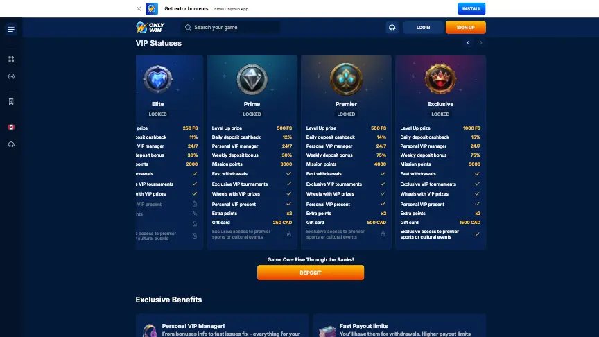 Onlywin Casino Vip Members Background Image