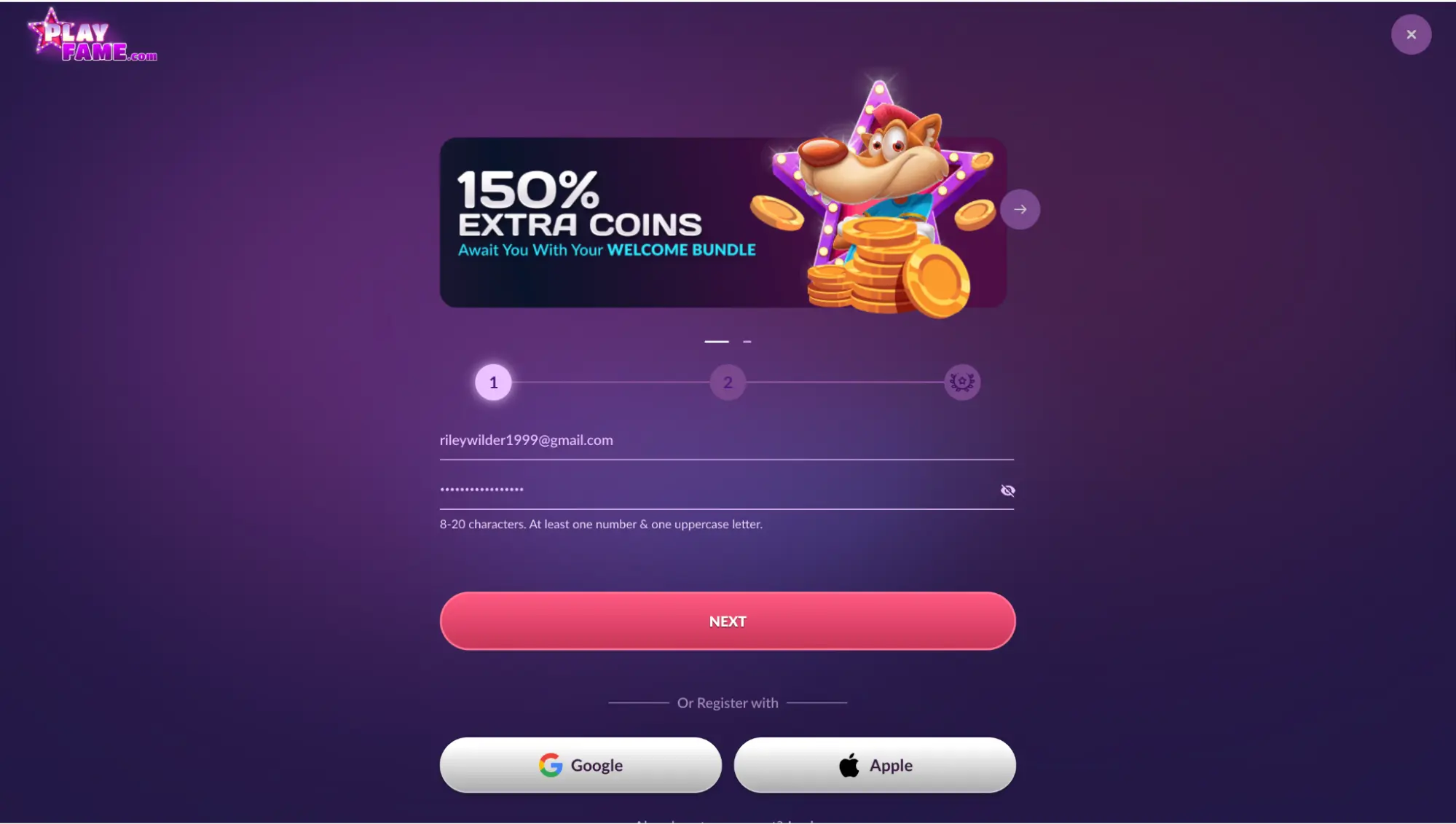 Playfame Casino Background Image