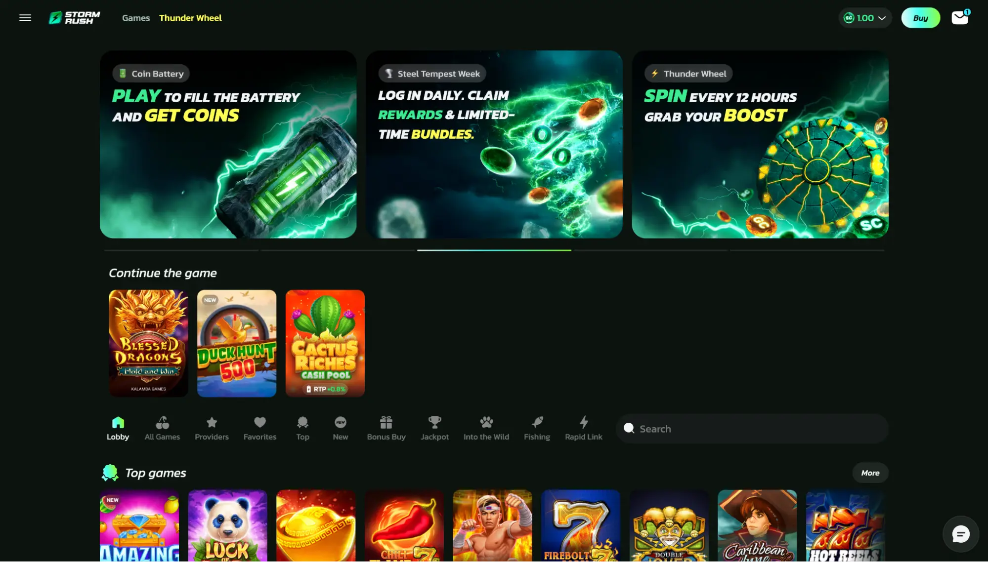 Stormrush Casino Lobby Background Image