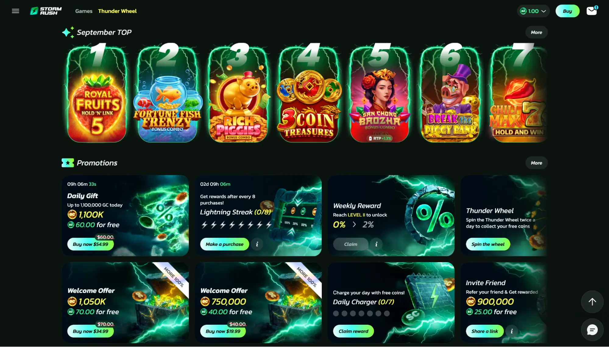 StormRush Casino Promotions Background Image