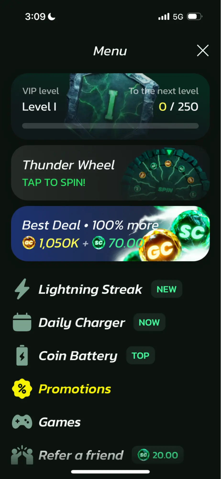StormRush Casino Menu Background Image