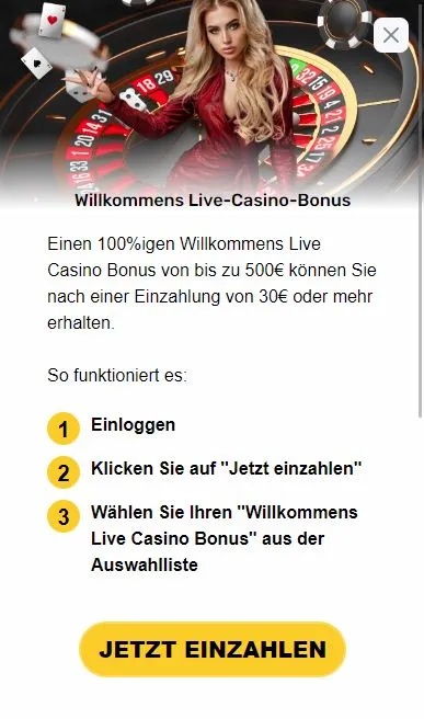 Willkommensbonus Live Casino