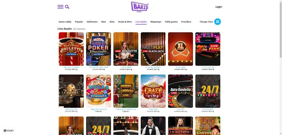 Barz Casino Live Dealer Games