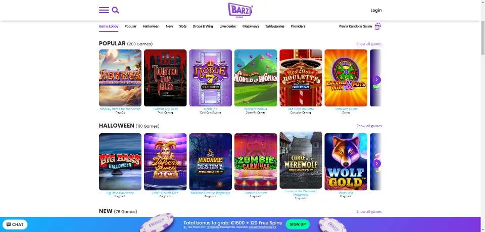 Barz Casino Games Library