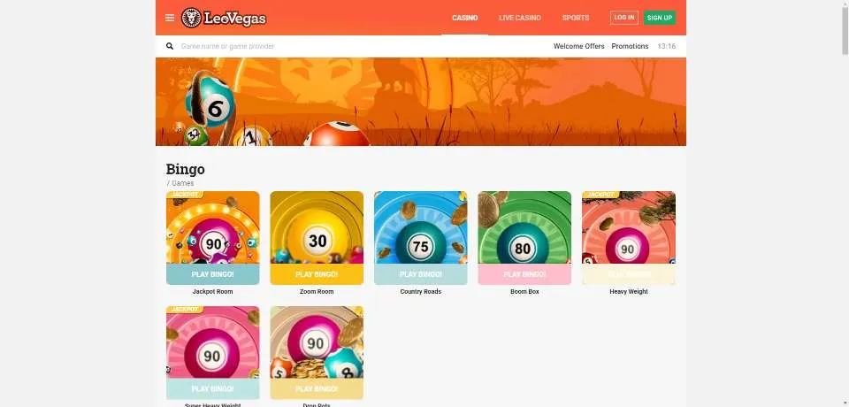 LeoVegas Casino Bingo games