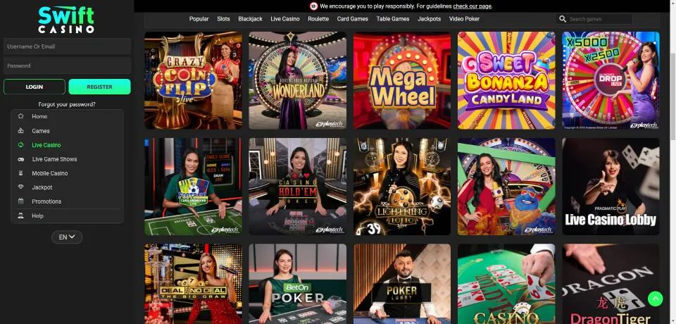 Swift casino live dealer games