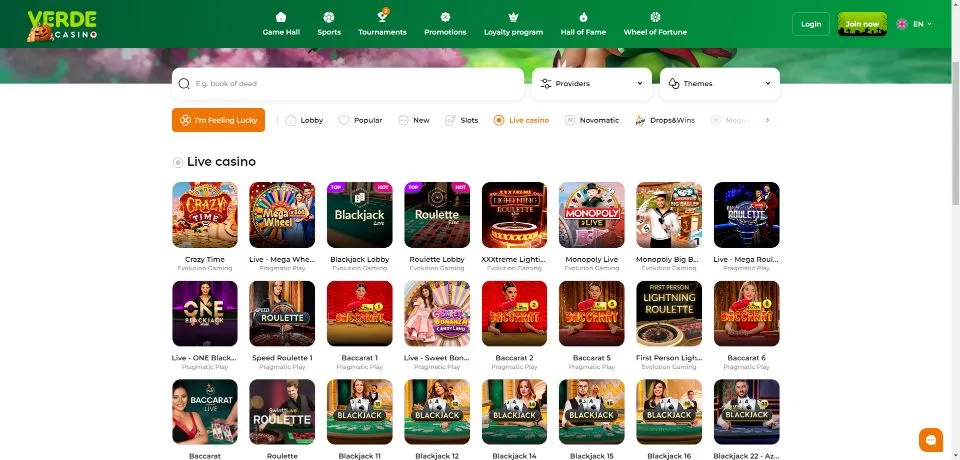 Verde Casino Live Dealer Games Background Image