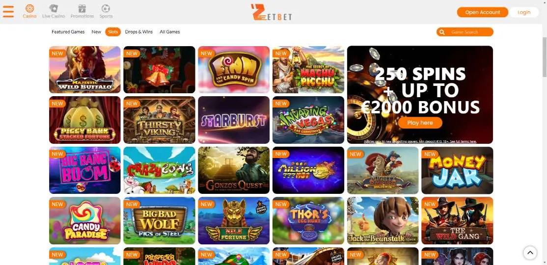 ZetBet Casino Slot Games
