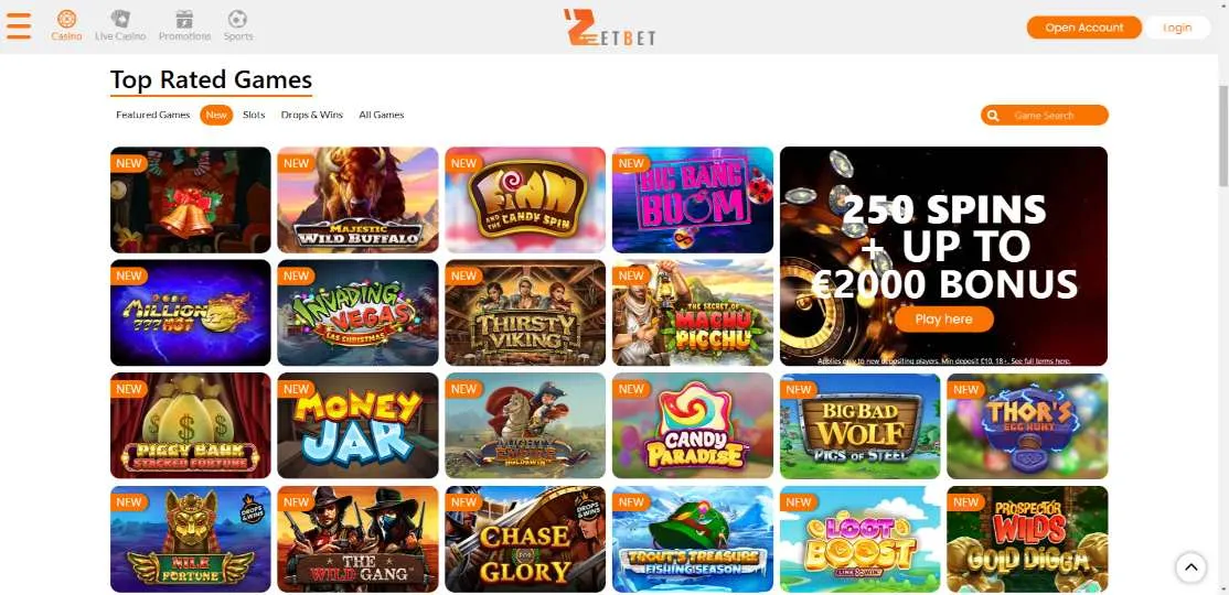 ZetBet Casino New Games